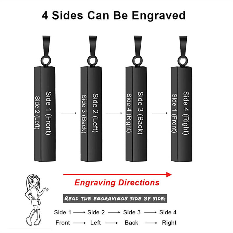 Stainless Steel Personalized Engraved Vertical Bar Necklace