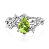 Sterling Silver 10K 14K 18K  Gold Pear Gemstone Vintage Engagement Wedding Promise Anniversary Ring