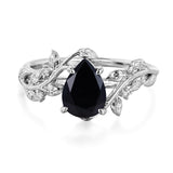 Sterling Silver 10K 14K 18K  Gold Pear Gemstone Vintage Engagement Wedding Promise Anniversary Ring