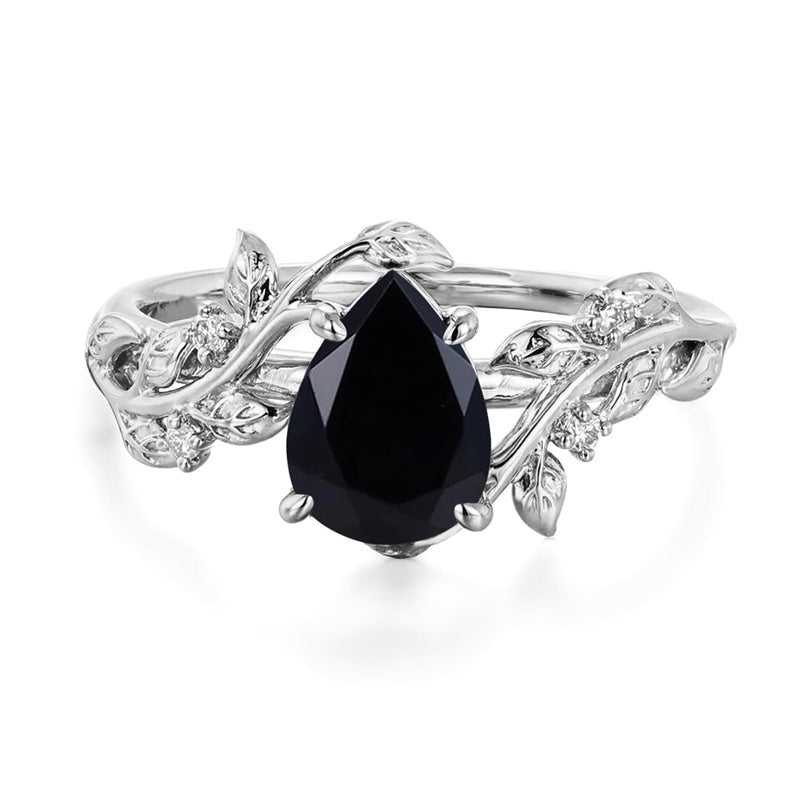 Sterling Silver 10K 14K 18K  Gold Pear Gemstone Vintage Engagement Wedding Promise Anniversary Ring