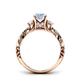 Sterling Silver 10K 14K 18K Personalized Engraved 1 Carat  Round Birthstone Engagement Ring