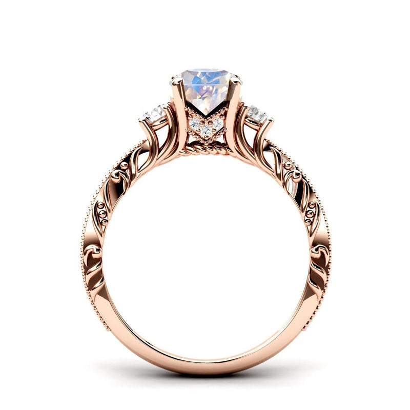 Sterling Silver 10K 14K 18K Personalized Engraved 1 Carat  Round Birthstone Engagement Ring