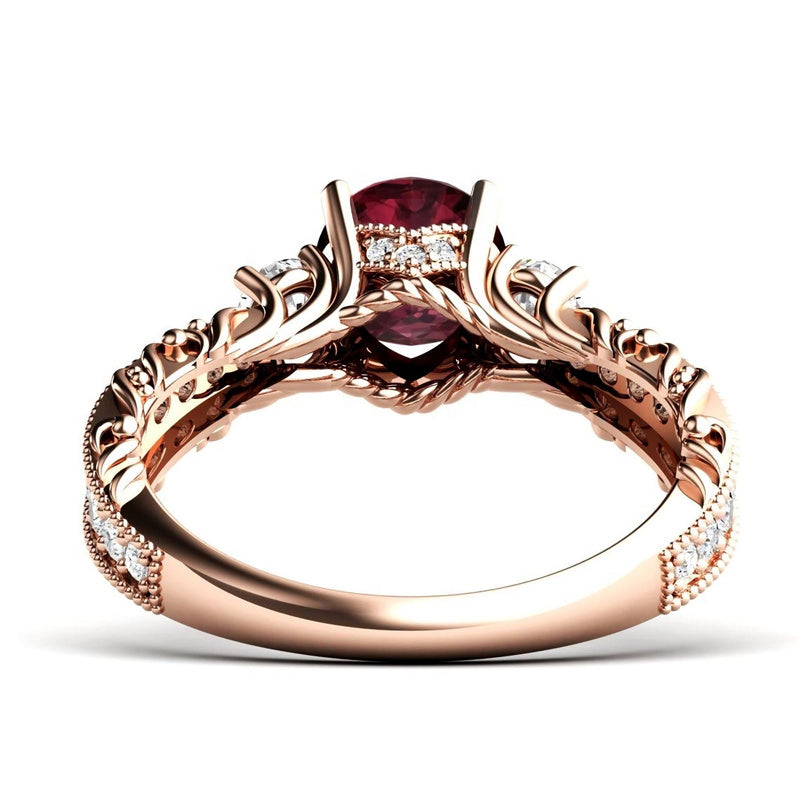 Sterling Silver 10K 14K 18K Personalized Engraved 1 Carat  Round Birthstone Engagement Ring