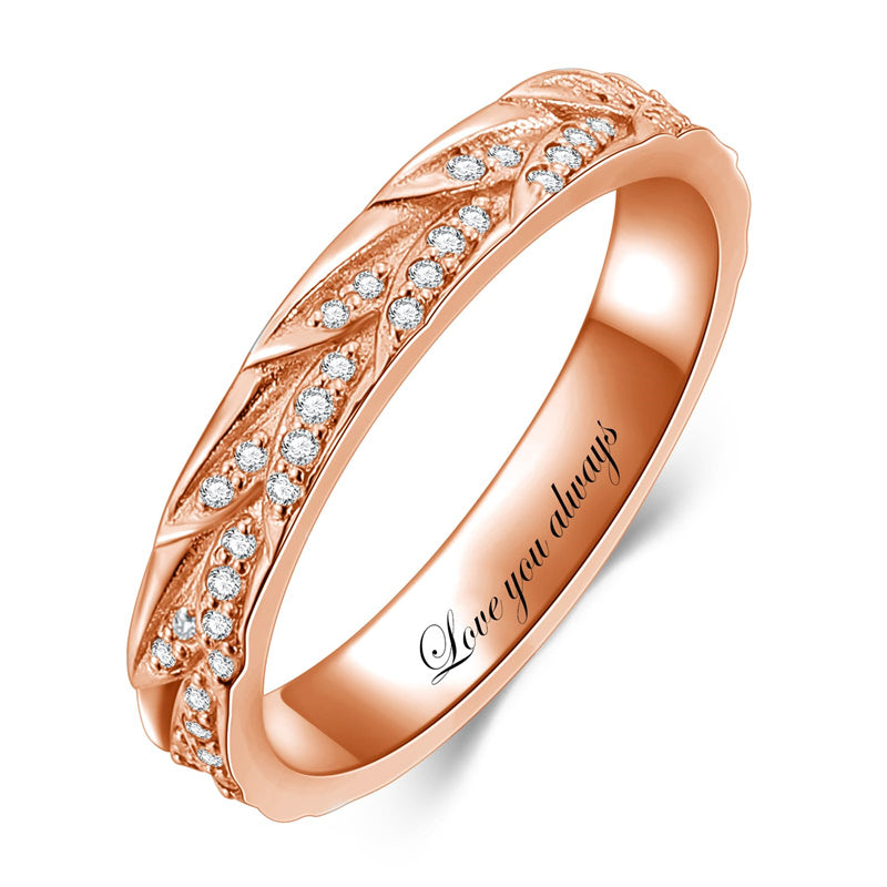 Sterling Silver 10K 14K 18K Gold Personalized Engraved Diamond Couples Rings Wedding Band Sets