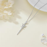 Sterling Silver Crown Sword Pendant Necklace