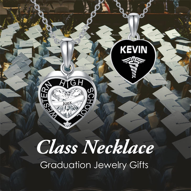 Sterling Silver Personalized Class Pendant Photo Lockets Necklace