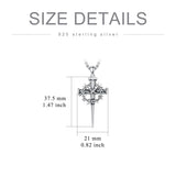 Sterling Silver Crown of Thorn Three Nail Cross Pendant Necklace