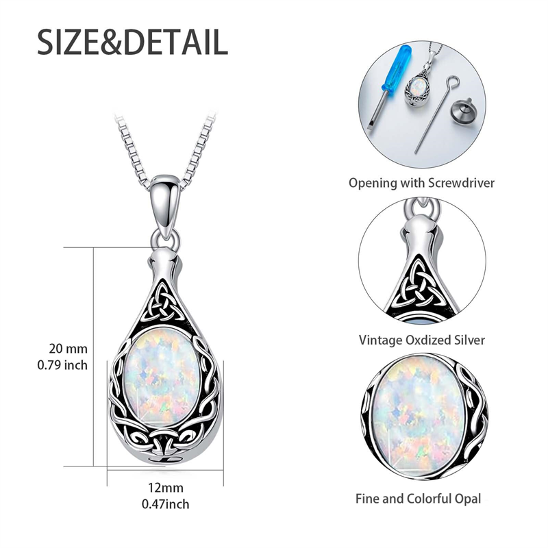 Sterling Silver Personalized Engraved Moss Agate Larimar Moonstone Opal Turquoise Urn Necklace for Ashes