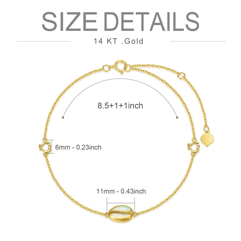 14K Gold Opal Single Layer Anklet