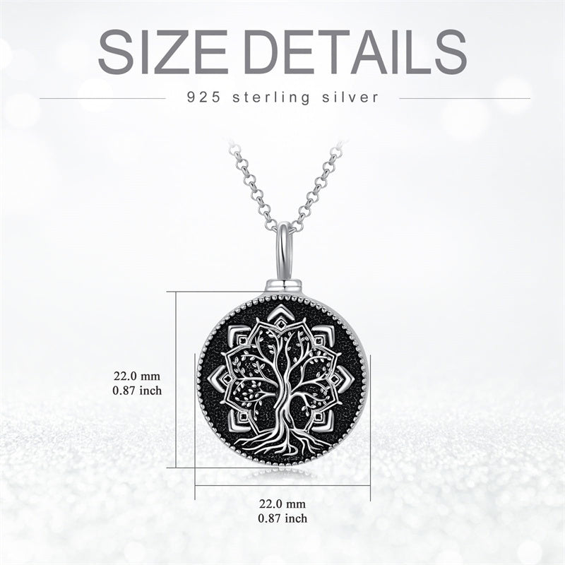 Sterling Silver Tree of Life Lotus Urn Necklaces for Ashes