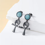 Sterling Silver Medieval Sword Dangle Cross Knives  Ankh Drop Earrings