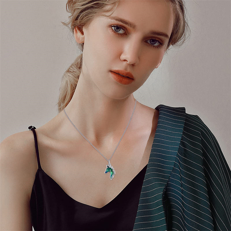 Sterling Silver Abalone Shell Horse Urn Necklace for Ashes