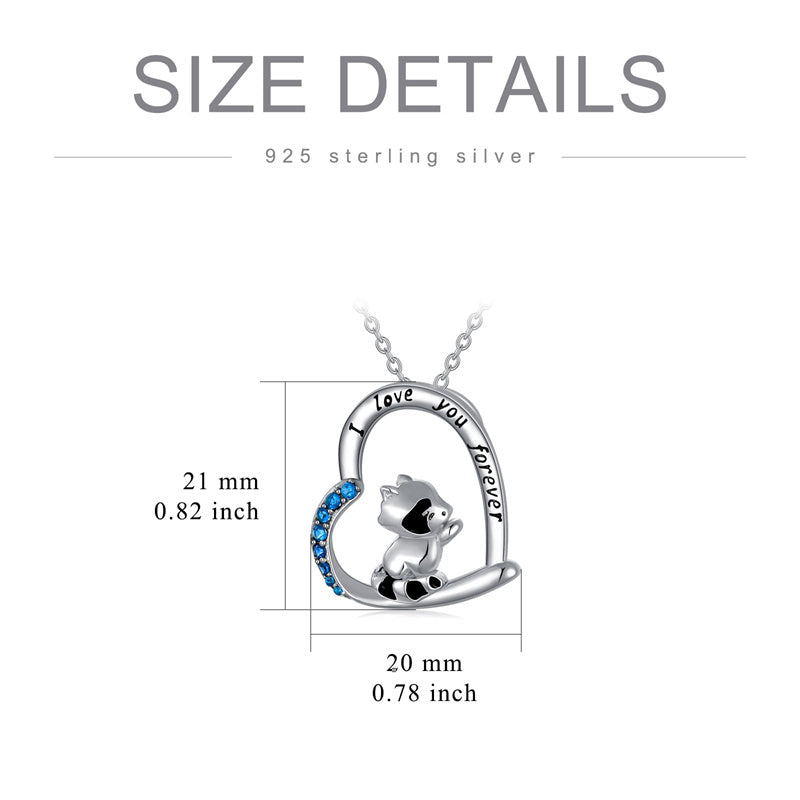 Sterling Silver Raccoon Pendant Necklace