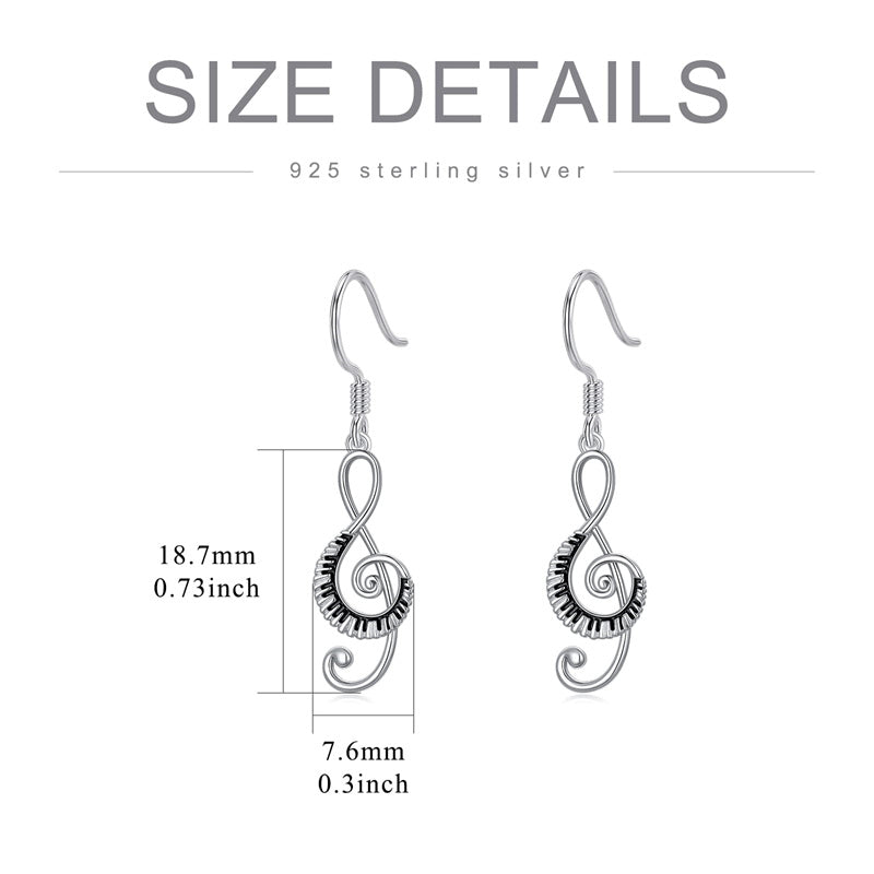 Sterling Silver Music Paino Dangle Earrings