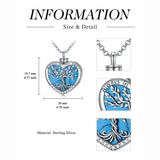 Sterling Silver Tree of Life Urn Necklaces Abalone Opal Shell Cremation Jewelry for Ashes