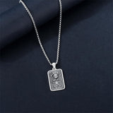 Sterling Silver Memento Mori Gothic Skull Amulet Pendant Necklace for Men