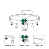 Sterling Silver Four Leaf Clover Multi-layered Anklet