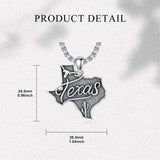Sterling Silver Texas State Map Flag Pendant Necklace for Men