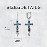 Sterling Silver Turquoise Cross Hoop Earrings
