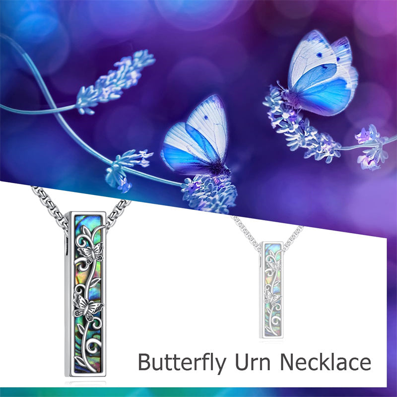Sterling Silver Abalone Shell Butterfly Dragonfly Moon Phase Mountains Sunflower Tree of Life Urn Necklaces for Ashes
