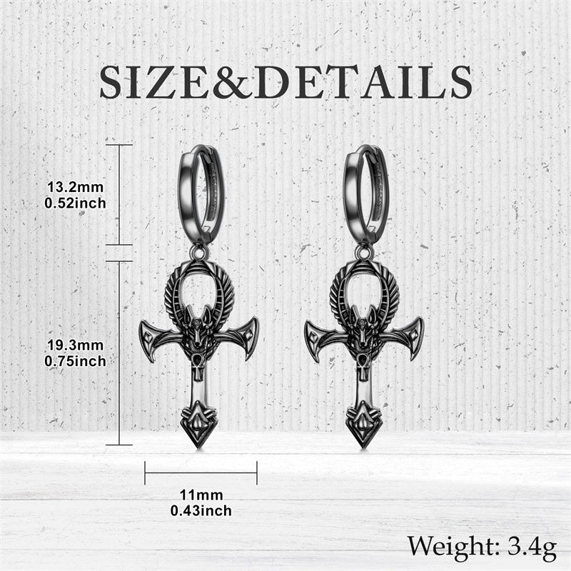 Sterling Silver Ankh Dangle Earrings