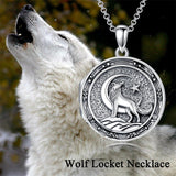 Sterling Silver Wolf Photo Locket Necklace