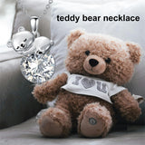 Sterling Silver Cubic Zirconia Teddy Bear Pendant Necklace Christmas Gifts for Women