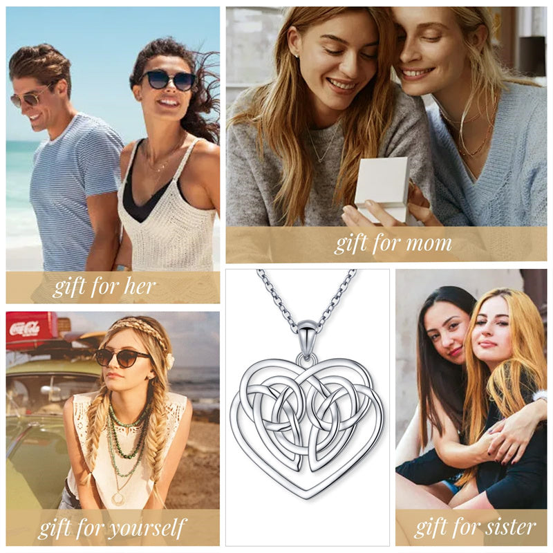 Sterling Silver Celtic Knot Mother and Child Pendant Necklace