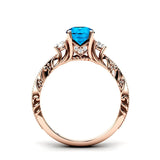 Sterling Silver 10K 14K 18K Personalized Engraved 1 Carat  Round Birthstone Engagement Ring