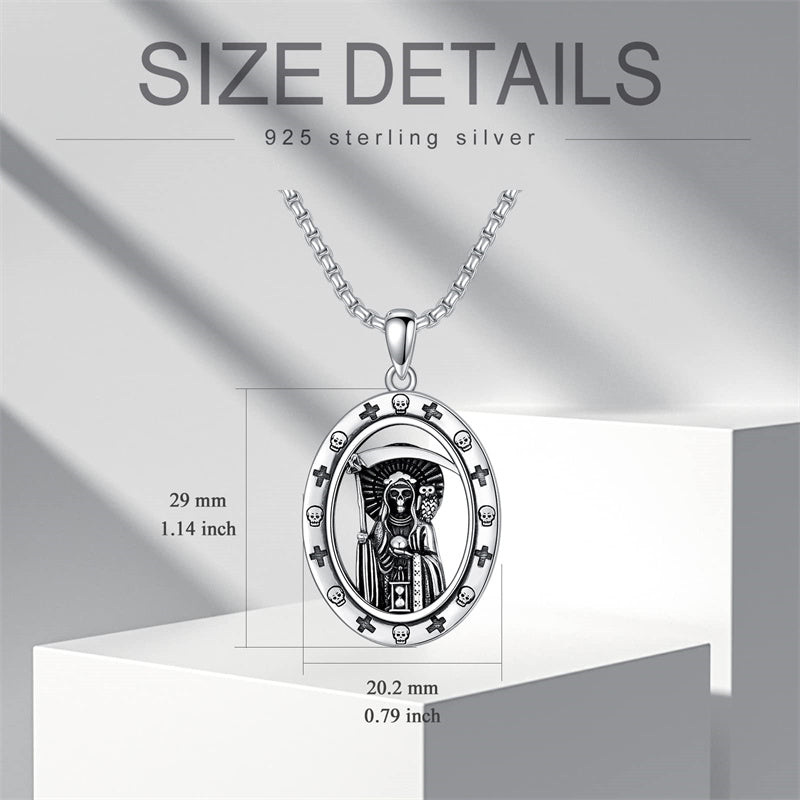 Sterling Silver Aztec Lion Cross Pendant Necklace