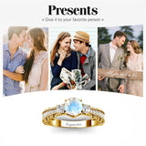 Sterling Silver 10K 14K 18K Personalized Engraved 1 Carat  Round Birthstone Engagement Ring