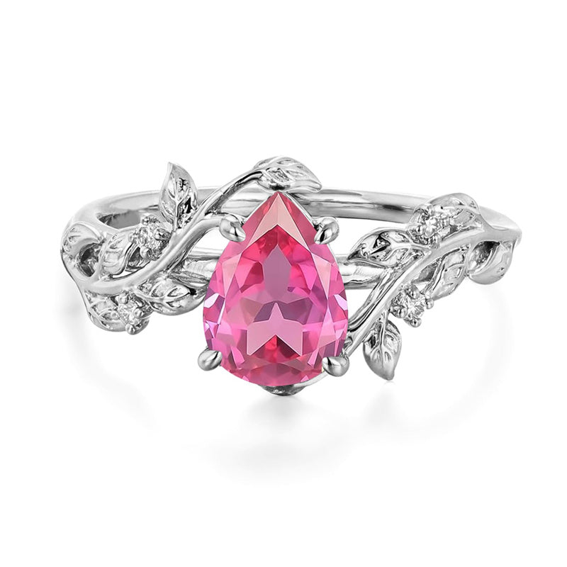 Sterling Silver 10K 14K 18K  Gold Pear Gemstone Vintage Engagement Wedding Promise Anniversary Ring