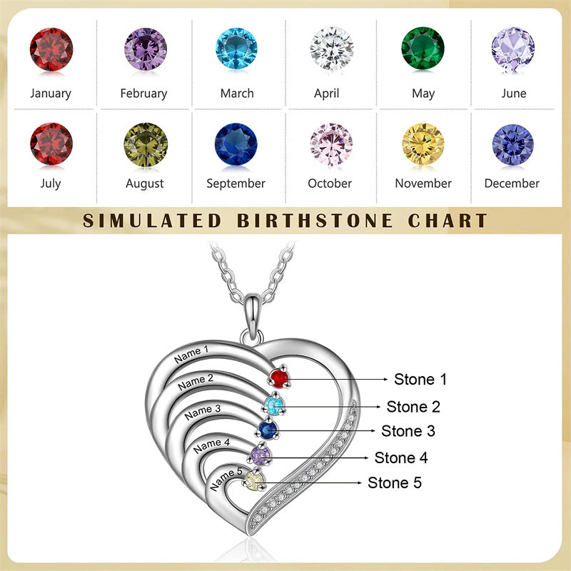 10K 14K 18K Solid Gold Personalized Engraved &Birthstone Pendant Necklace