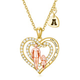 Sterling Silver Initial Father-Daughter Pendant Necklace Engraved with I Love You Forever