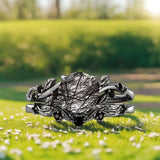 Sterling Silver 10K 14K 18K Personalized Engraved 2CT Natural Black Rutilated Quartz Engagement Ring Set