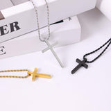 Sterling Silver Cross Pendant Necklace with Stainless Steel 2.0mm Rope Chain