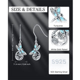Sterling Silver Vintage Black Onyx Dragonfly Sunflower Spoon Ring and Turquoise Dragonfly Earrings Set