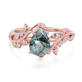 Sterling Silver 10K 14K 18K  Gold Pear Gemstone Vintage Engagement Wedding Promise Anniversary Ring