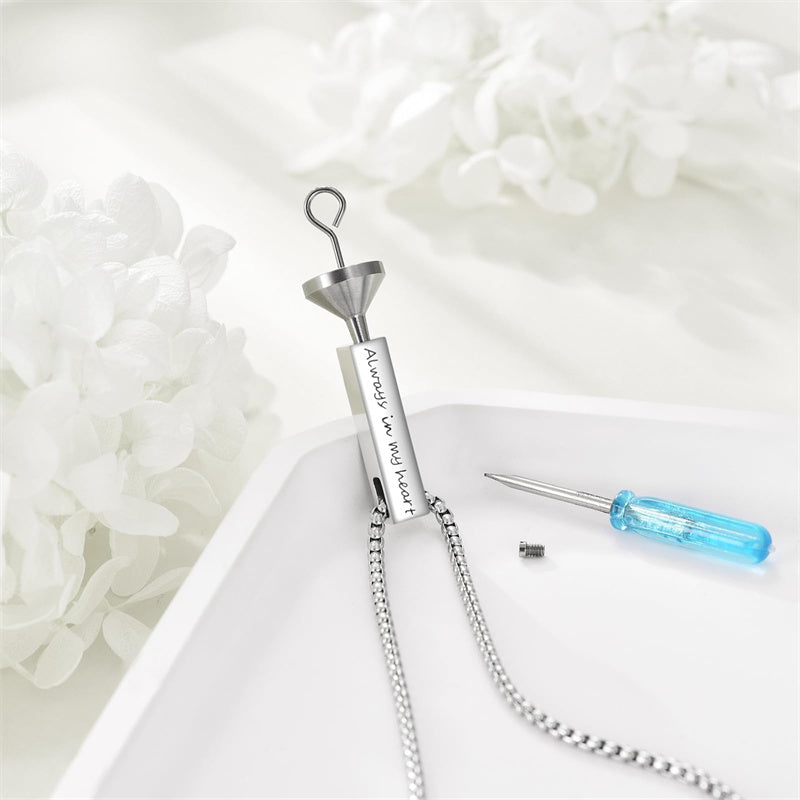 Sterling Silver 3D Bar Turquoise Tree of Life Urn Necklace for Ashes