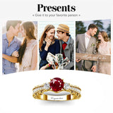 Sterling Silver 10K 14K 18K Personalized Engraved 1 Carat  Round Birthstone Engagement Ring