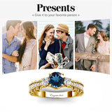 Sterling Silver 10K 14K 18K Personalized Engraved 1 Carat  Round Birthstone Engagement Ring