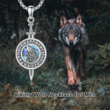 Sterling Silver Abalone Shell Viking Wolf Pendant Necklace