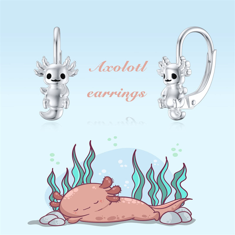 Sterling Silver Axolotl Leverback Earrings