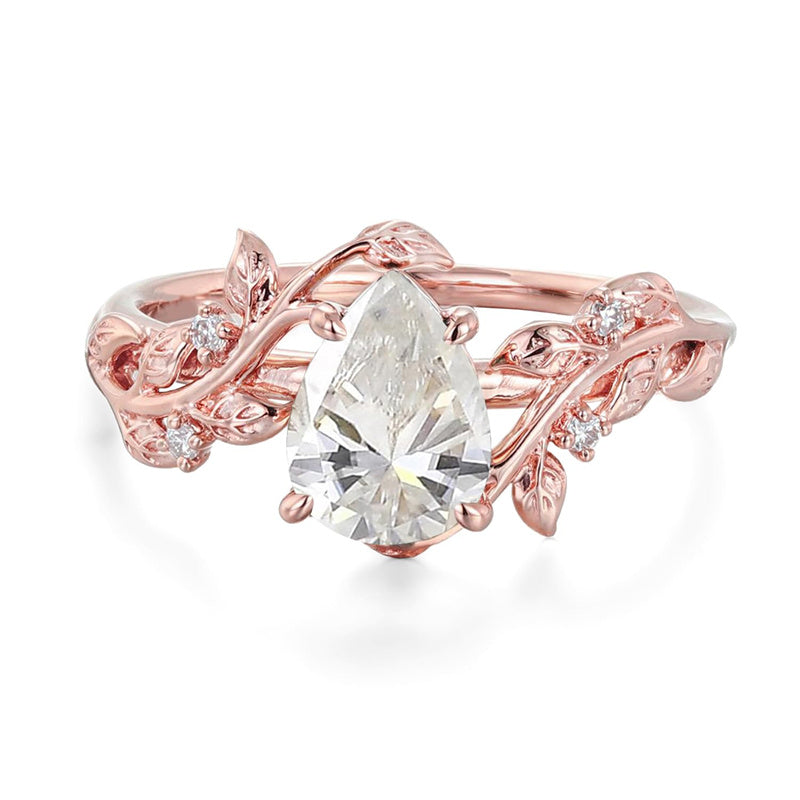 Sterling Silver 10K 14K 18K  Gold Pear Gemstone Vintage Engagement Wedding Promise Anniversary Ring