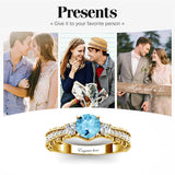 Sterling Silver 10K 14K 18K Personalized Engraved 1 Carat  Round Birthstone Engagement Ring