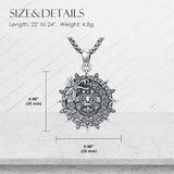 Sterling Silver Mictlantecuhtli Quetzalcoatl Tezcatlipoca Skull Pendant Necklace Aztec Jewelry For Men