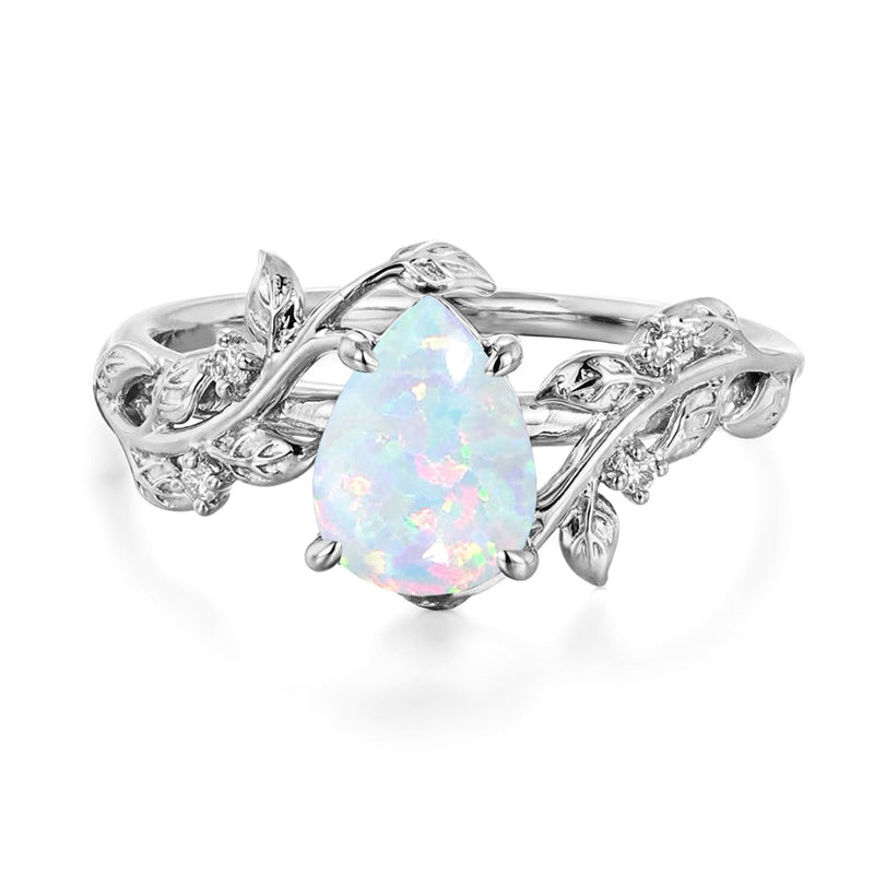 Sterling Silver 10K 14K 18K  Gold Pear Gemstone Vintage Engagement Wedding Promise Anniversary Ring