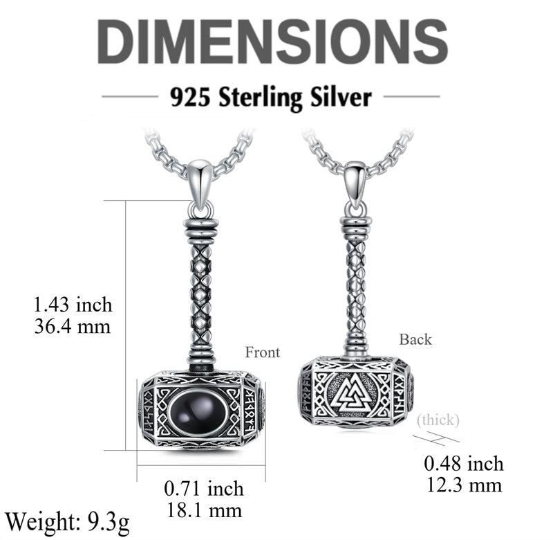Sterling Silver Thors Hammer Urn Necklace for Ashes