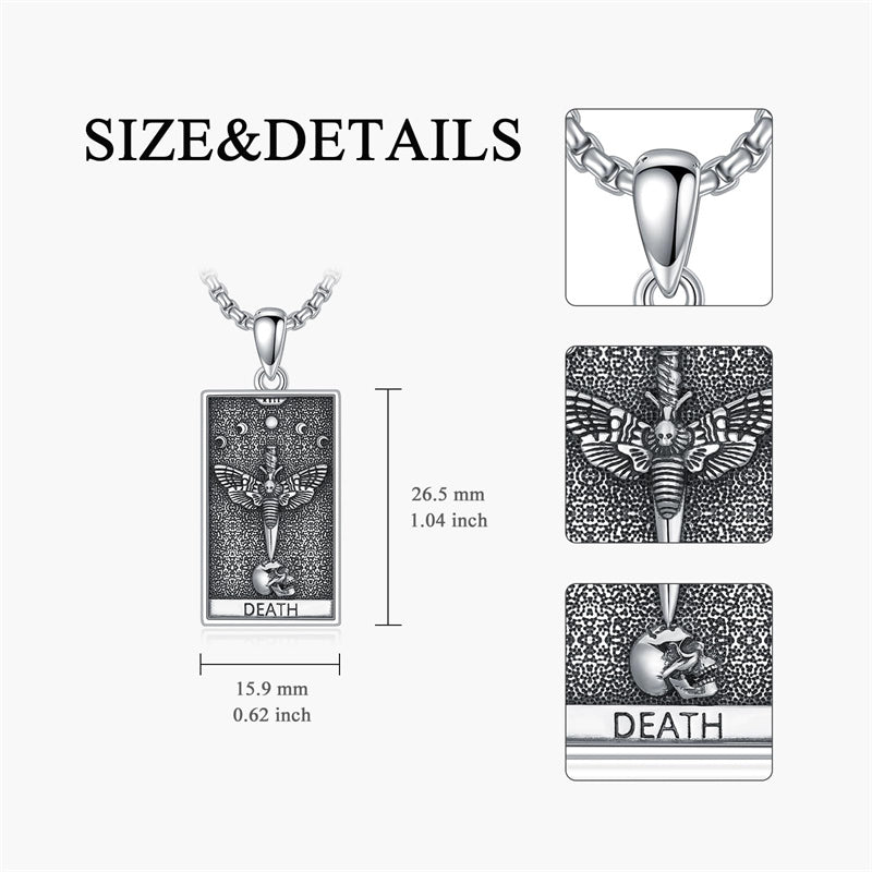 Sterling Silve Sun Moon Star Strength Lovers Death Devil Fool Tarot Card Pendant Necklace