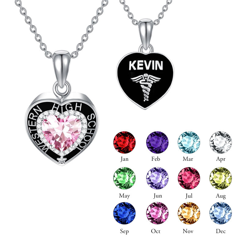 Sterling Silver Personalized Class Pendant Photo Lockets Necklace